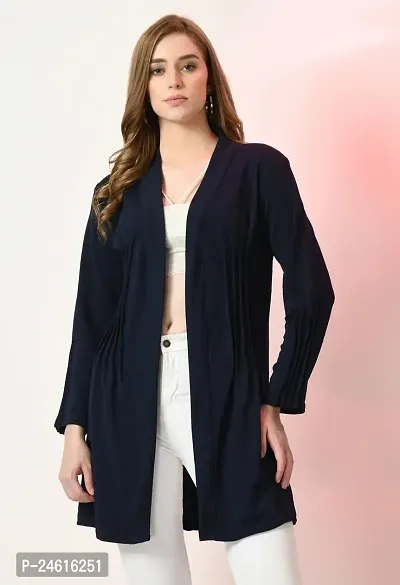 Stylish Blue Polyester Solid Shrugs For Women-thumb0