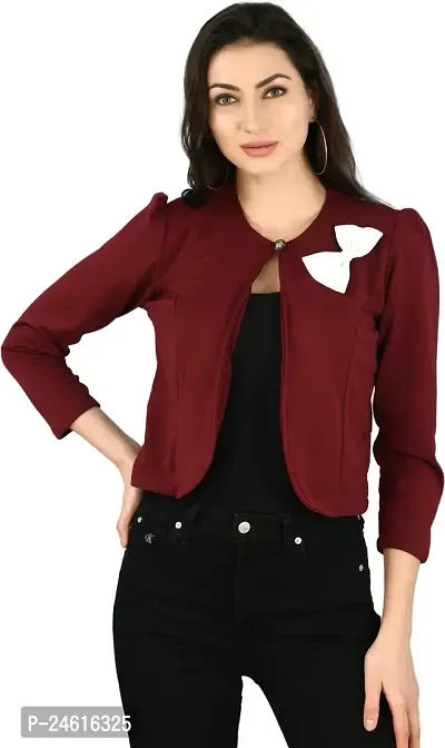 Stylish Maroon Lycra Blended Solid Shrugs For Women