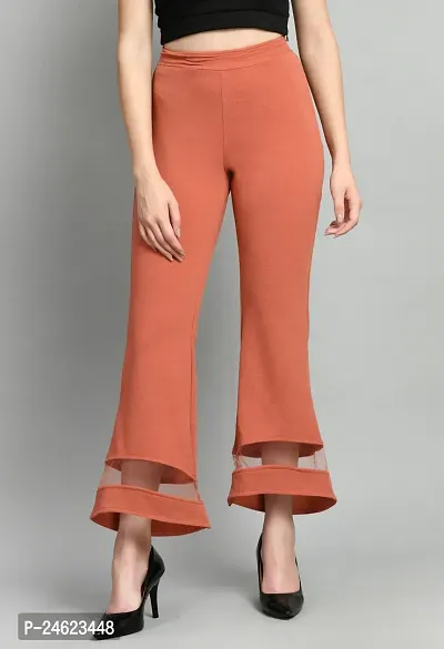 Elegant Cotton Blend Solid Casual Trousers For Women