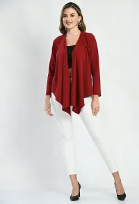Stylish Maroon Cotton Blend Solid Shrugs For Women-thumb3