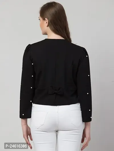 Stylish Black Polyester Embellished Shrugs For Women-thumb3