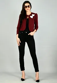 Stylish Maroon Lycra Blended Solid Shrugs For Women-thumb3