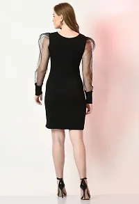 Stylish Black Polyester Solid Dresses For Women-thumb1