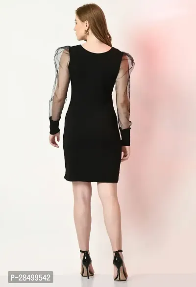 Stylish Black Polyester Solid Dresses For Women-thumb2