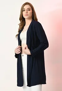 Stylish Blue Polyester Solid Shrugs For Women-thumb2