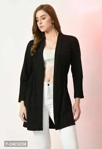 Stylish Black Polyester Solid Shrugs For Women