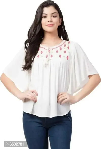 Elite Rayon Embroidered Tops For Women And Girls-thumb0