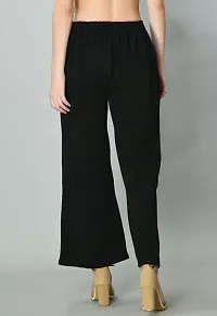 Alluring Black Cotton Blend Flared Trousers For Women-thumb1