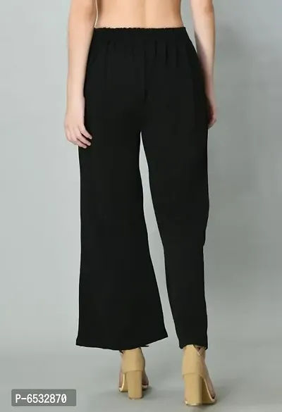 Alluring Black Cotton Blend Flared Trousers For Women-thumb2