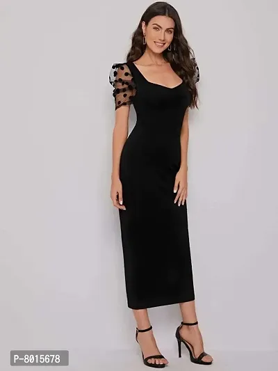 Moshe Women Long Bodycon Black Dress-thumb0