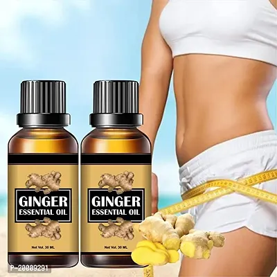 Belly Ginger Oil, Weight Loss Fat Burner Belly Drainage Pure Ginger Essential Oil, Pack of 2
