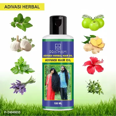 Pratham Ayuverdik Adivasi Hair Oil- 100 ml for Women and Men for Shiny Hair Long - Dandruff Control - Hair Loss Control - Long Hair - Hair Regrowth Hair Oil ( 100 % Ayurvedic) (100 ml)-thumb0