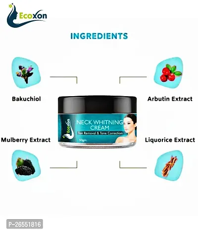 Ecoxon Neck Whitening cream, face cream, for all types of skin, whitening booster cream, dark spot removal cream, neck whitening cream, pack of 1(50 G)