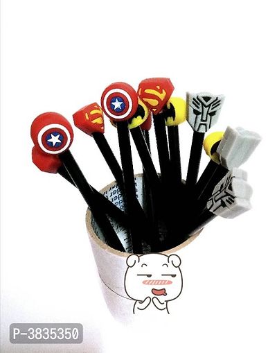 Gel Pens with superhero rubber toppers for kid (set of 2 pen)-thumb0