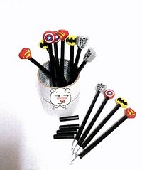 Gel Pens with superhero rubber toppers for kid (set of 2 pen)-thumb1