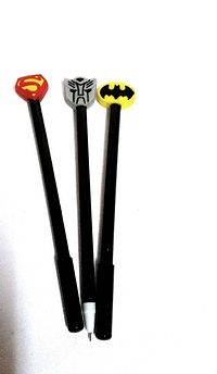 Gel Pens with superhero rubber toppers for kid (set of 2 pen)-thumb2