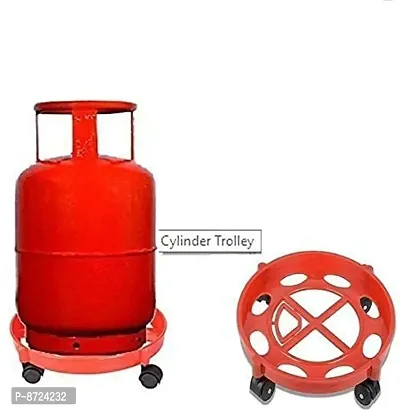 Gas Cylinder Stands, LPG Cylinder Trolley Easily Movable Stand with Wheels, Gas Cylinder Stand (Red)-thumb0