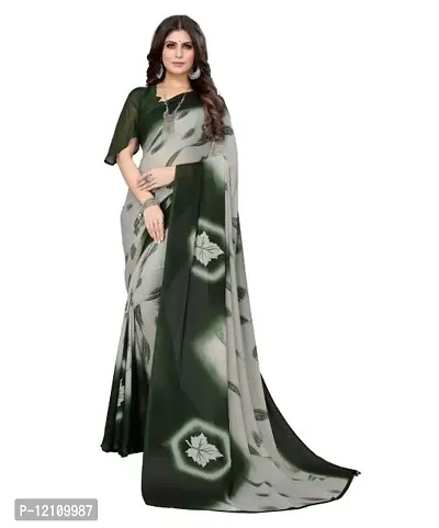 Beautiful Georgette Printed Saree With Blouse Piece For Women-thumb0