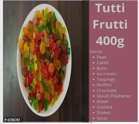 Tutti Frutti Candied Papaya Cherry Frosting, Icing  Decorations, Tooti Frooty Cherry for cakes, tutty frutiy for ice cream, Tiranga papaya Cherry, Mix color, 400g-thumb0