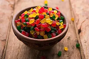 Tutti Frutti Candied Papaya Cherry Frosting, Icing  Decorations, Tooti Frooty Cherry for cakes, tutty frutiy for ice cream, Tiranga papaya Cherry, Mix color, 400g-thumb2