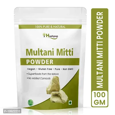 HashpopNatural Multani Mitti Powder For Face Pack And Hair Pack Fullers Earth Bentonite Clay 100g