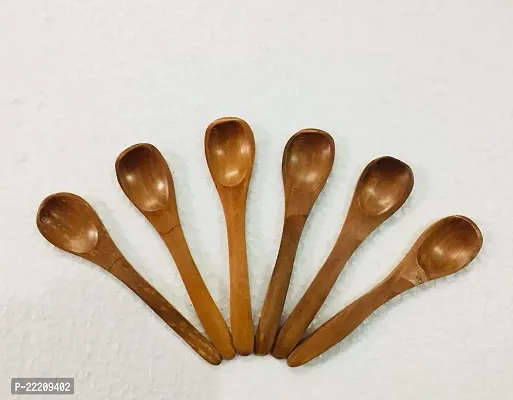 Gigtoshopee Wooden Spoon Handmade 5 Small for (Spice/Tea) Set of 6, Brown Colour