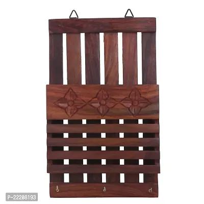 Giftoshopee Wooden Wall Decor Letter Rack and Key Holder (Brown)-thumb0