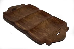 Giftoshopee Serving (Snacks, Dry Fruits) Handcrafted Wooden Tray / Platter , Wood , Brown-thumb3