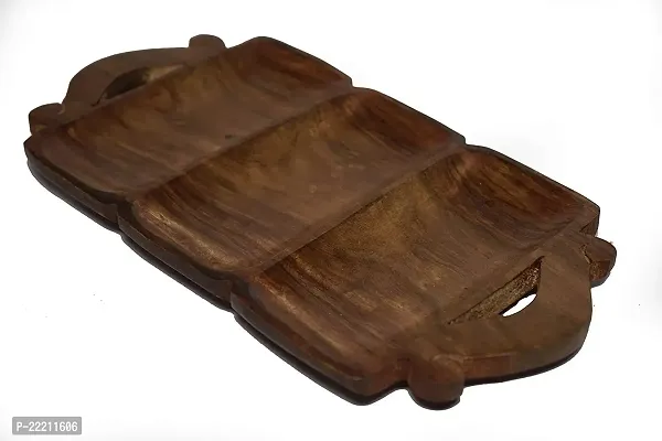 Giftoshopee Serving (Snacks, Dry Fruits) Handcrafted Wooden Tray / Platter , Wood , Brown-thumb4