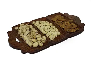 Giftoshopee Serving (Snacks, Dry Fruits) Handcrafted Wooden Tray / Platter , Wood , Brown-thumb1