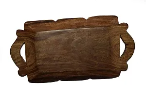 Giftoshopee Serving (Snacks, Dry Fruits) Handcrafted Wooden Tray / Platter , Wood , Brown-thumb2