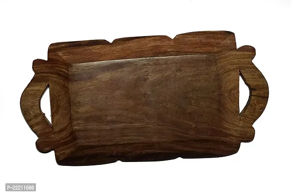 Giftoshopee Serving (Snacks, Dry Fruits) Handcrafted Wooden Tray / Platter , Wood , Brown-thumb3