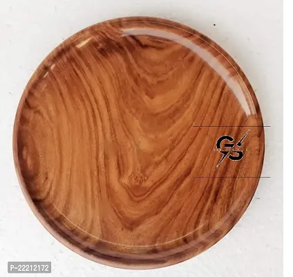 Giftoshopee Tray Medium Size 10 inch Antique Beautiful Wooden Serving Tray Round Shape Wooden Plate-thumb0