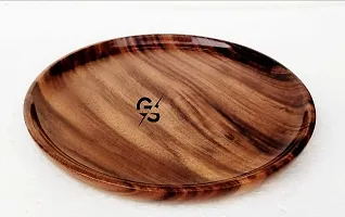 Giftoshopee Tray Medium Size 10 inch Antique Beautiful Wooden Serving Tray Round Shape Wooden Plate-thumb1