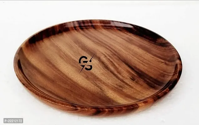 Giftoshopee Tray Medium Size 10 inch Antique Beautiful Wooden Serving Tray Round Shape Wooden Plate-thumb2