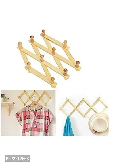 Giftoshopee Wooden Wall Hanger,Wall Hooks,Cloth Hanger,Bag Hanger (Set of 2)-thumb0