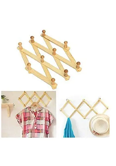 Giftoshopee Wooden Wall Hanger,Wall Hooks,Cloth Hanger,Bag Hanger (Set of 2)