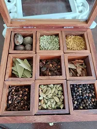 Giftoshopee Wooden Spice Box/Wooden Masala Box Wooden Utility Masala Box/Fiber Top/Made of Finest Wood/Quality-thumb3