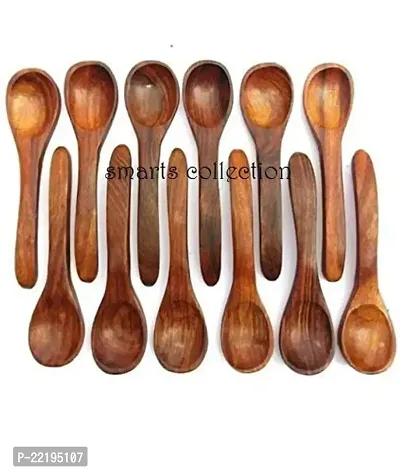 Smarts collection Wooden Serving Spoons Set of 12 (Brown)