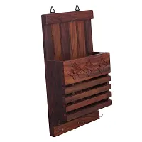Giftoshopee Wooden Wall Decor Letter Rack and Key Holder (Brown)-thumb1