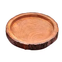 Smarts collection Wood handcrafts Beautiful Table Decor Round Shape Wooden Serving Tray/Platter for Home and Kitchen-thumb1