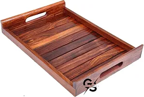 Giftoshopee Wooden sheesham Wood Serving Trays for Dining Table (Brown-12x8x1.5 inch)-thumb4
