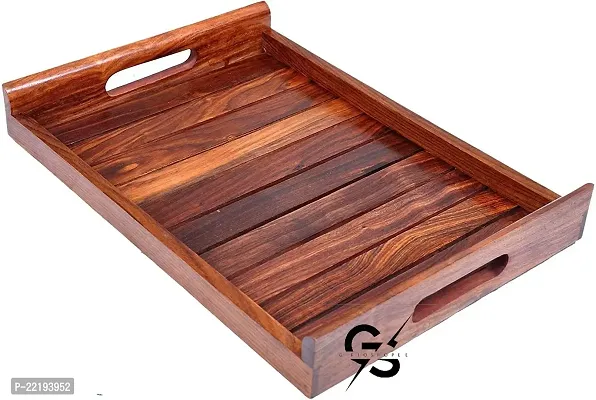 Giftoshopee Wooden sheesham Wood Serving Trays for Dining Table (Brown-12x8x1.5 inch)-thumb5