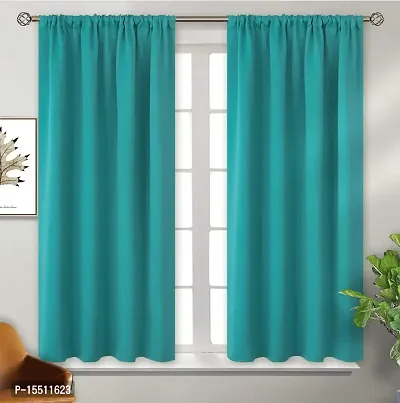 Home Window RodPocket BlackOutt Curtain Pack of 2 Piece (Width - 46 Inch X 60 Inch - Length) Turquoise