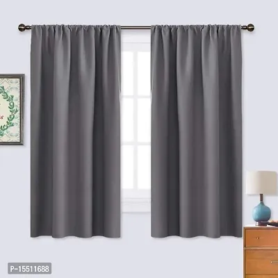 Home Window RodPocket BlackOutt Curtain Pack of 2 Piece (Width - 46 Inch X 60 Inch - Length) Grey-thumb0