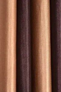 Home MulticolorStripe Polyester Eyelet Pack of 2 Piece Curtain with Abstract Pattern Window (4ft X 5ft)-(Brown Gold)-thumb1
