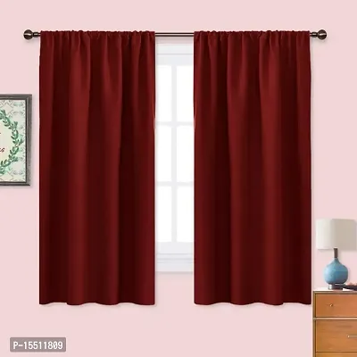 Home Window RodPocket BlackOutt Curtain Pack of 2 Piece (Width - 46 Inch X 60 Inch - Length) Maroon-thumb0