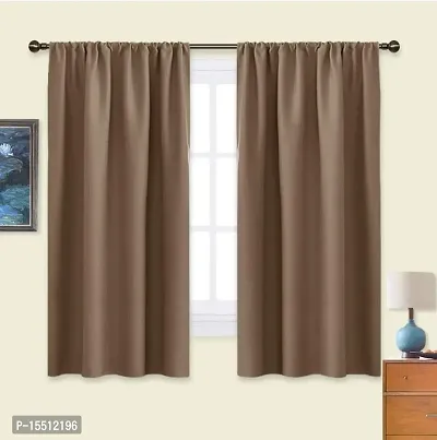 Home Window RodPocket BlackOutt Curtain Pack of 2 Piece (Width - 46 Inch X 60 Inch - Length) Mocha-thumb0