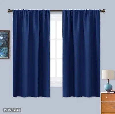 Home Window RodPocket BlackOutt Curtain Pack of 2 Piece (Width - 46 Inch X 60 Inch - Length) Blue