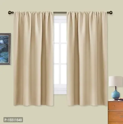 Home Window RodPocket BlackOutt Curtain Pack of 2 Piece (Width - 46 Inch X 60 Inch - Length) Cream